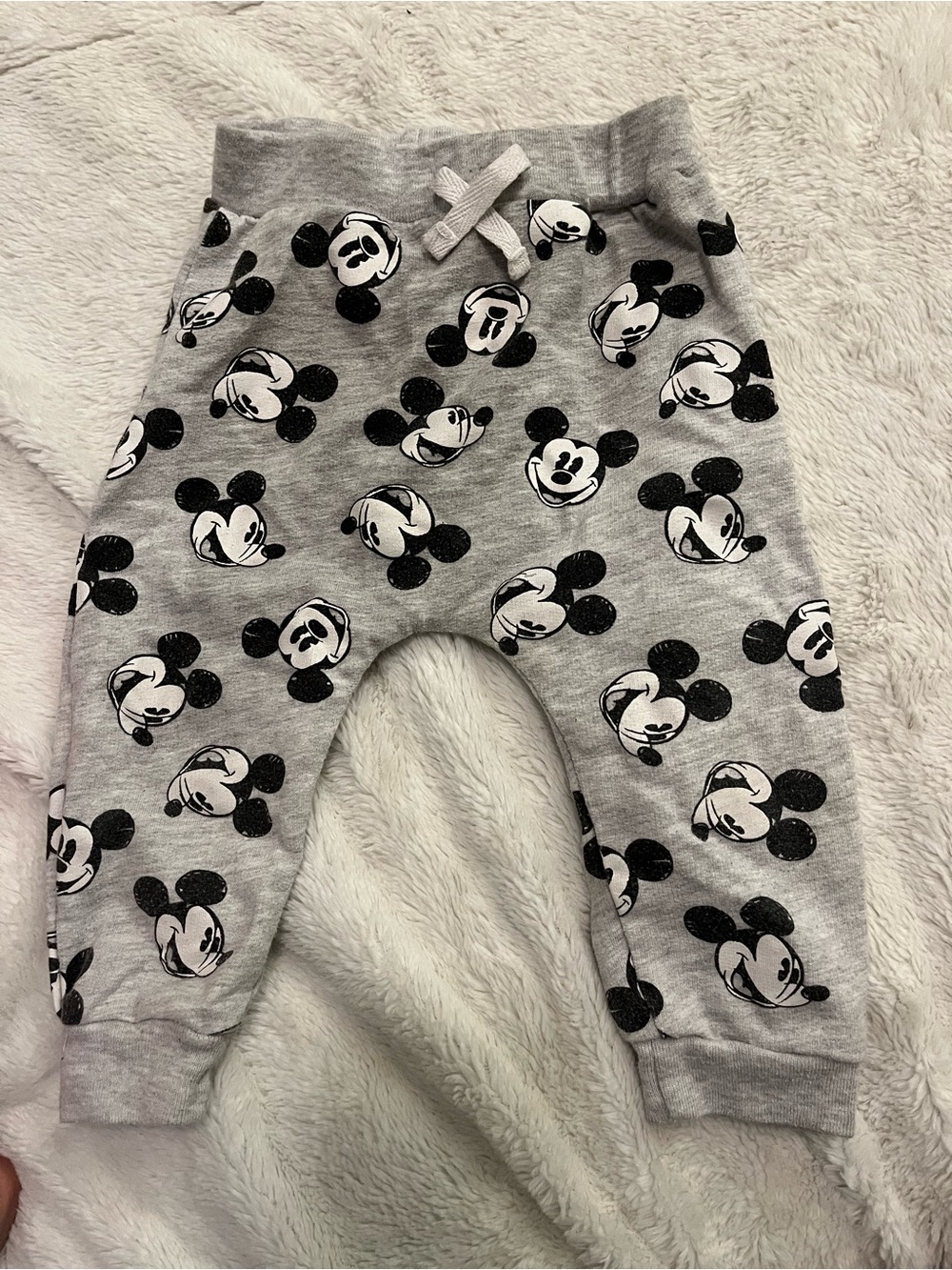 Disney Gray and Black Mickey Face Jogger Pants